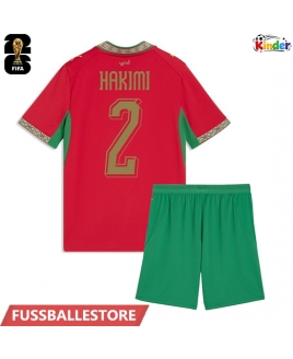 Günstige Marokko Achraf Hakimi #2 Heimtrikotsatz Kinder WM 2026 Kurzarm (+ Kurze Hosen)